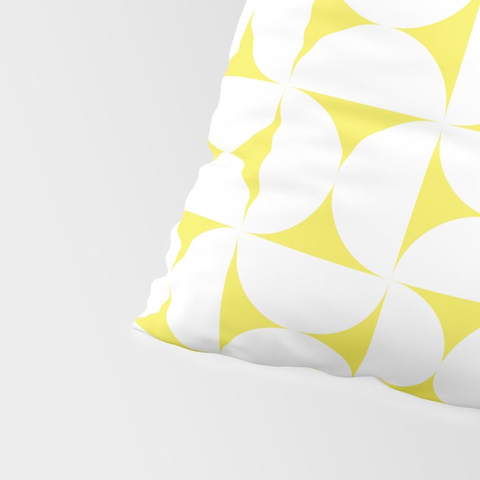 Patterned Geometric Shapes CLVIII White and Bright Yellow Pillow Sham Gallery Image 4