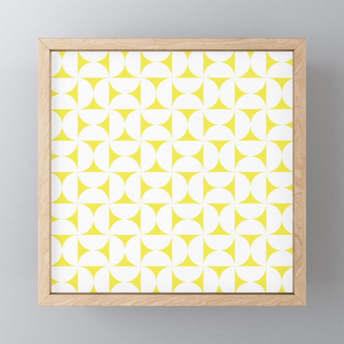 Patterned Geometric Shapes CLVIII White and Bright Yellow Mini Art Print Gallery Image 1