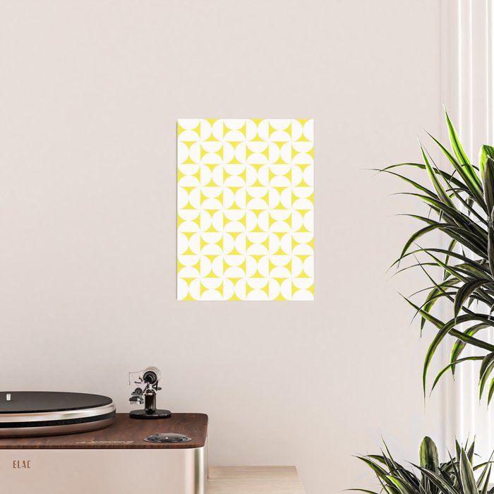 Patterned Geometric Shapes CLVIII White and Bright Yellow Poster Gallery Image 2