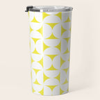 Patterned Geometric Shapes CLVIII White and Bright Yellow Travel Mug Gallery Image 3