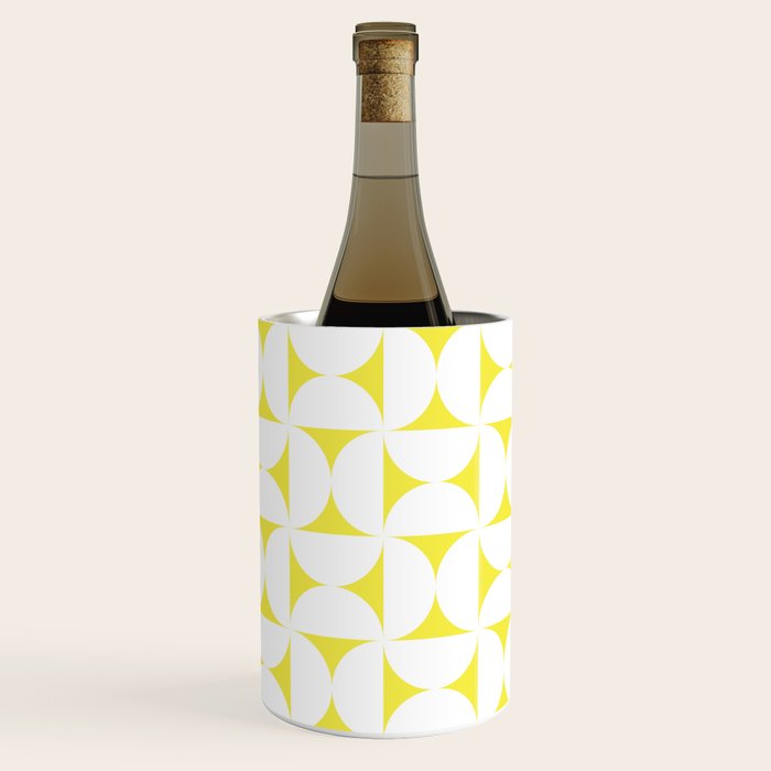 Patterned Geometric Shapes CLVIII White and Bright Yellow Wine Chiller Gallery Image 1