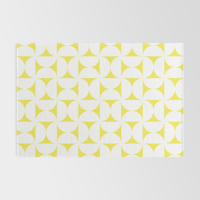 Patterned Geometric Shapes CLVIII White and Bright Yellow Rug Gallery Image 2