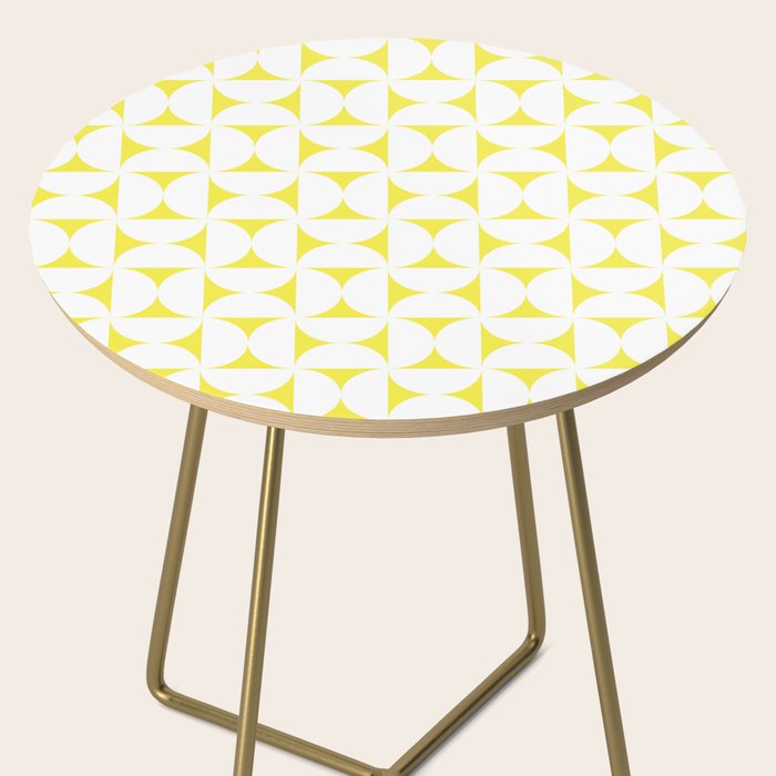 Patterned Geometric Shapes CLVIII White and Bright Yellow Side Table Gallery Image 2