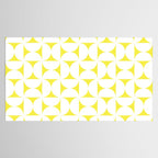 Patterned Geometric Shapes CLVIII White and Bright Yellow Tablecloth Gallery Image 2