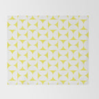 Patterned Geometric Shapes CLVIII White and Bright Yellow Throw Blanket Gallery Image 2