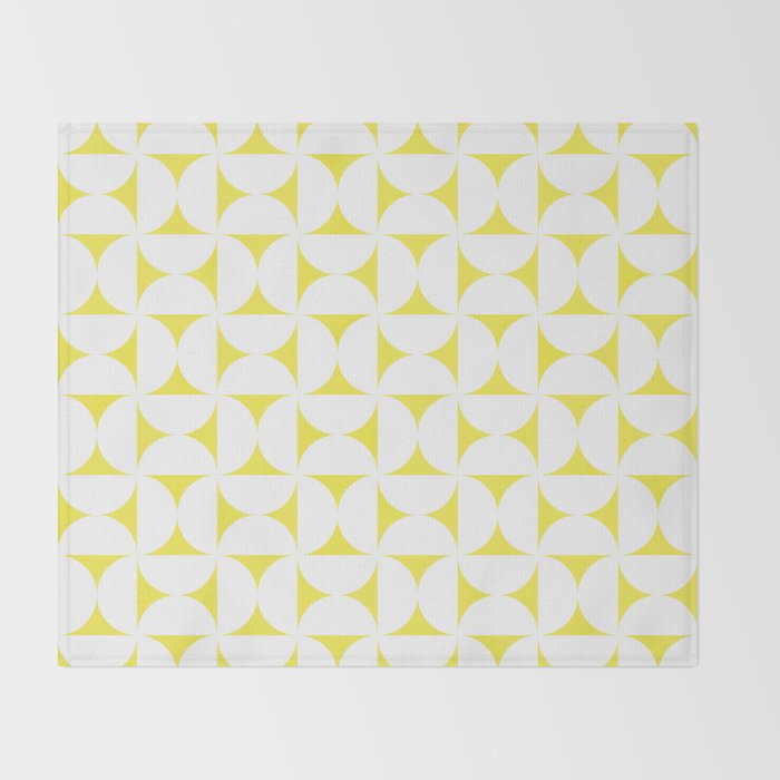 Patterned Geometric Shapes CLVIII White and Bright Yellow Throw Blanket Gallery Image 2