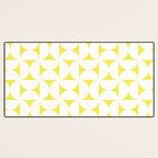 Patterned Geometric Shapes CLVIII White and Bright Yellow Desk Mat Gallery Image 3