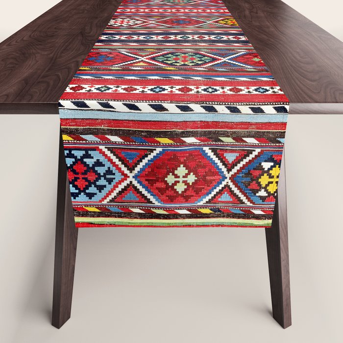Shirvan East Caucasus Colorful Kilim Print Table Runner Gallery Image 1