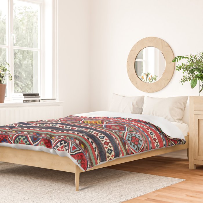 Shirvan East Caucasus Colorful Kilim Print Duvet Cover Gallery Image 2