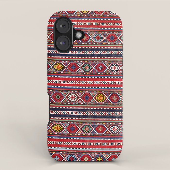 Shirvan East Caucasus Colorful Kilim Print iPhone Case Gallery Image 1