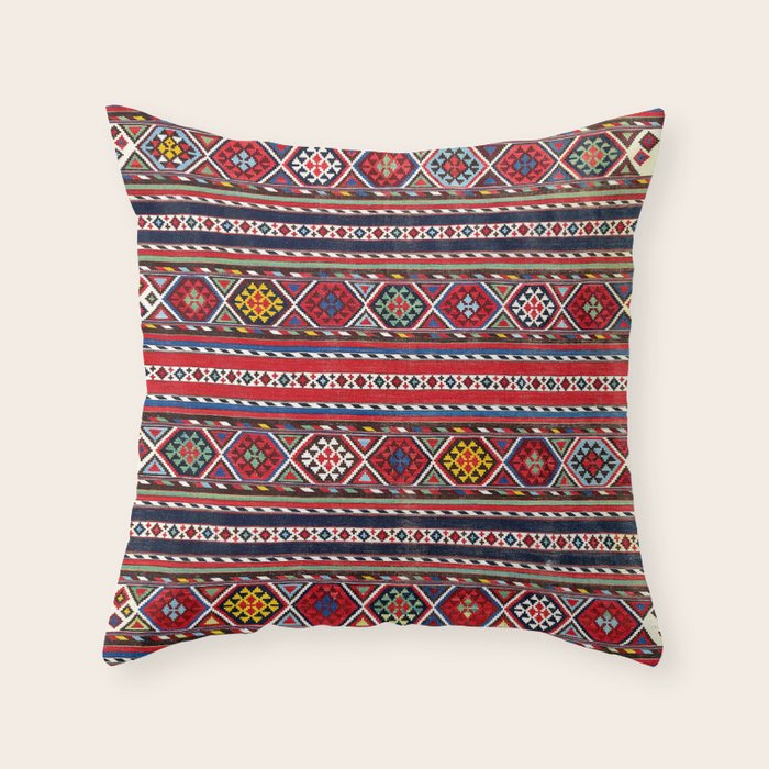 Shirvan East Caucasus Colorful Kilim Print Throw Pillow Gallery Image 6