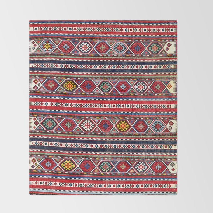 Shirvan East Caucasus Colorful Kilim Print Throw Blanket Gallery Image 2