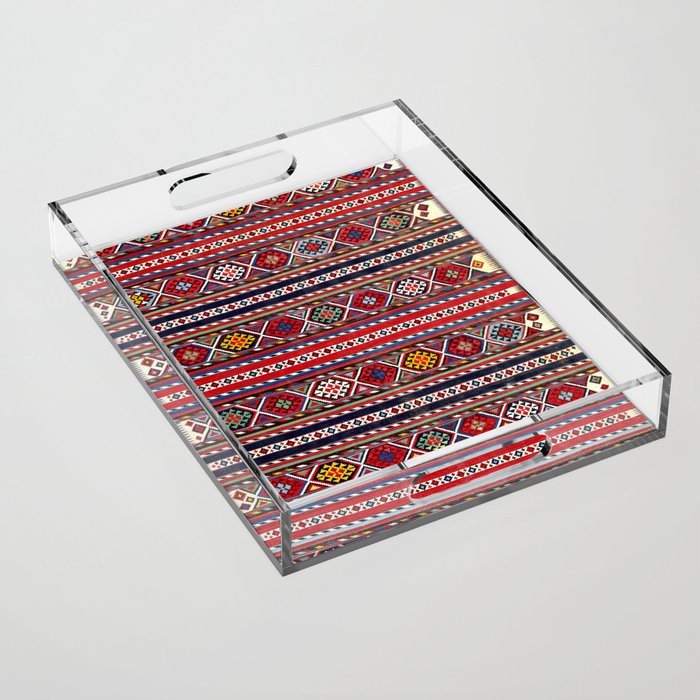 Shirvan East Caucasus Colorful Kilim Print Acrylic Tray Gallery Image 1