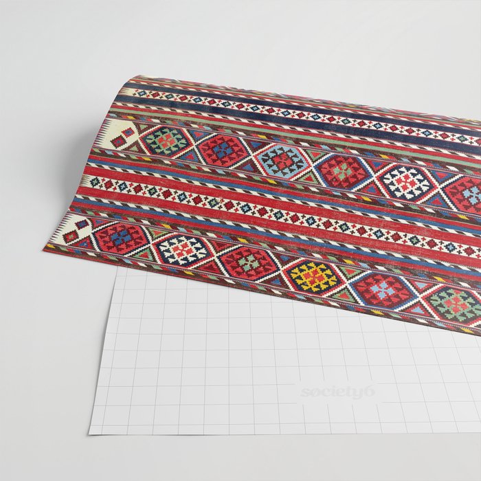 Shirvan East Caucasus Colorful Kilim Print Wrapping Paper Gallery Image 2
