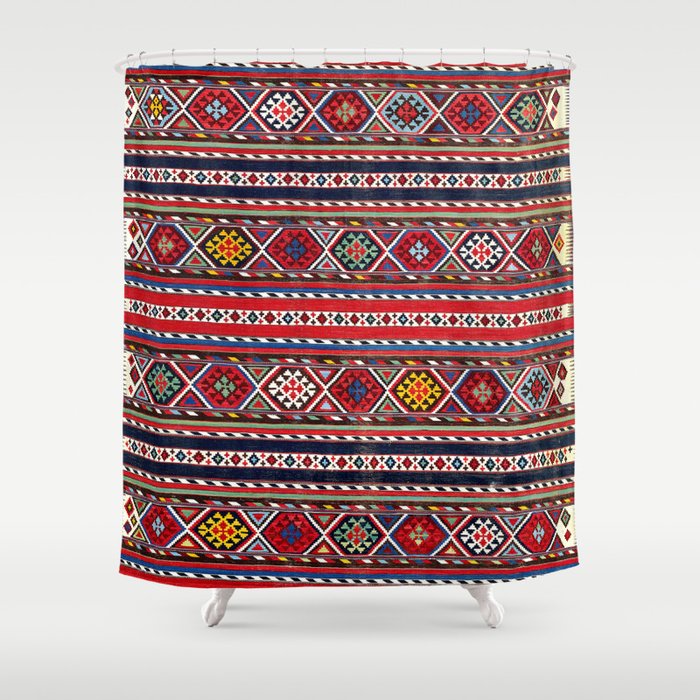 Shirvan East Caucasus Colorful Kilim Print Shower Curtain Gallery Image 1