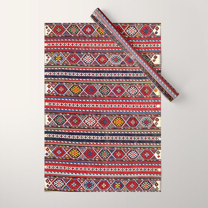 Shirvan East Caucasus Colorful Kilim Print Wrapping Paper Gallery Image 1