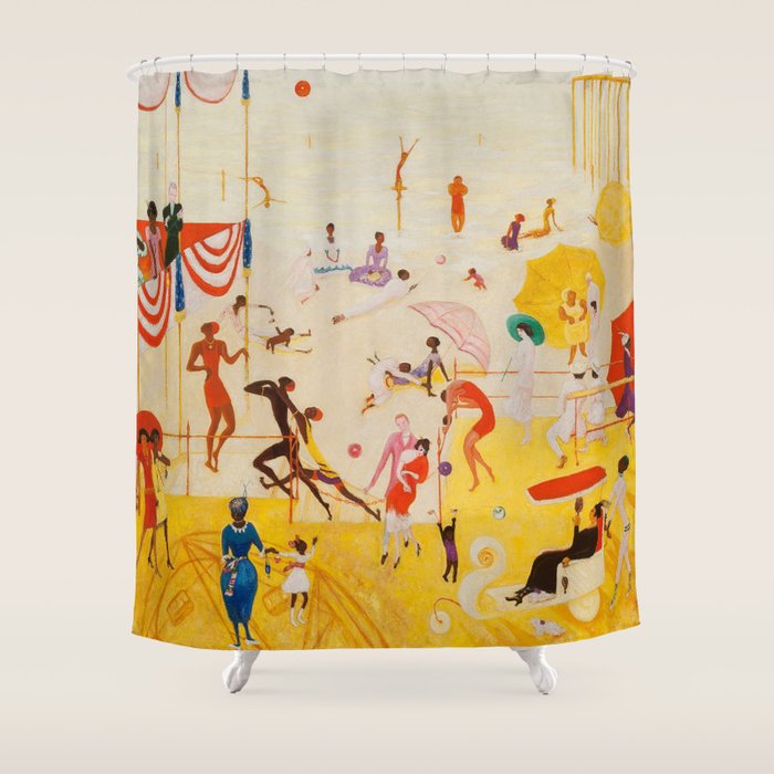 African American Masterpiece 'Summertime, Asbury Park, South' by Florine Stettheimer Shower Curtain Gallery Image 1