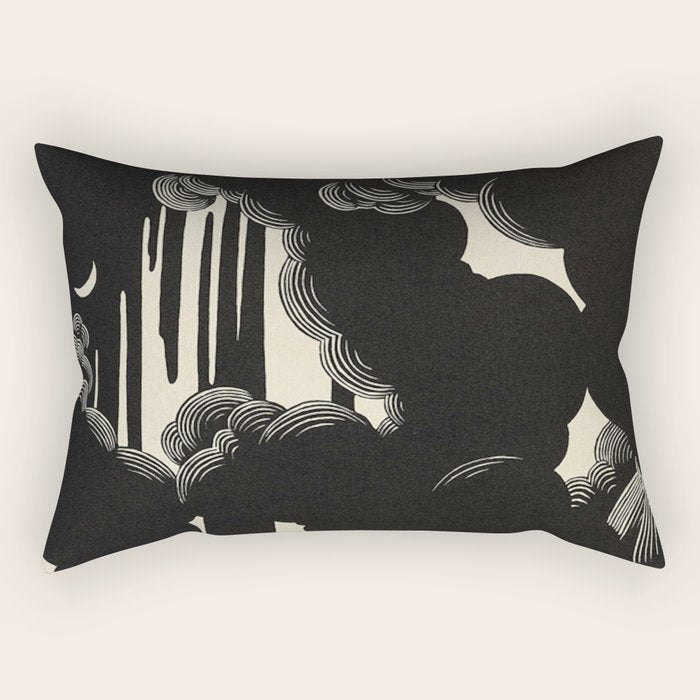 FeÌlix Vallotton Wolken, 1890 Midnight Moon Night Clouds Rectangular Pillow Gallery Image 2