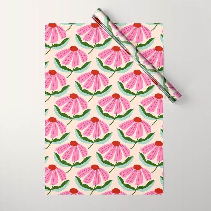 Pink and Red Daisy Wrapping Paper Gallery Image 1