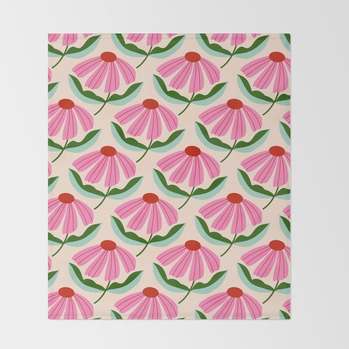 Pink and Red Daisy Throw Blanket Gallery Image 2