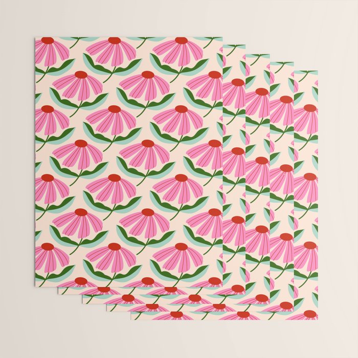 Pink and Red Daisy Wrapping Paper Gallery Image 3