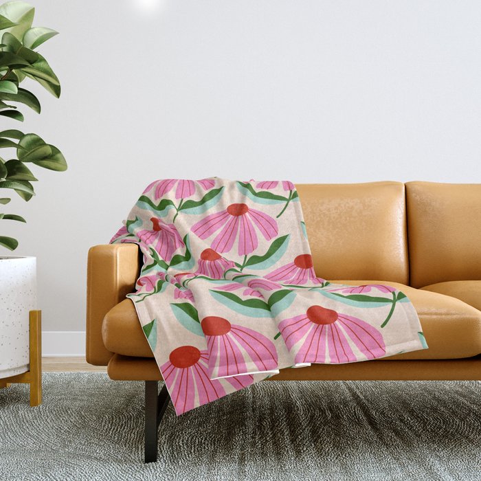 Pink and Red Daisy Throw Blanket Gallery Image 1