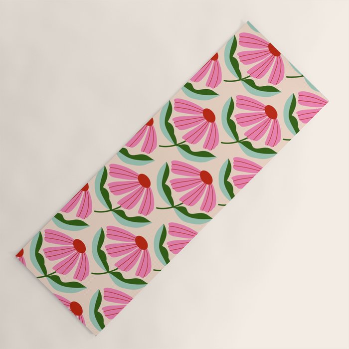 Pink and Red Daisy Yoga Mat Gallery Image 1