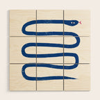 Jungle Snake Cobalt Blue Wood Wall Art Gallery Image 1