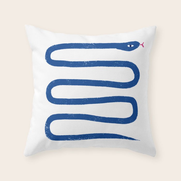 Jungle Snake Cobalt Blue Throw Pillow Gallery Image 1