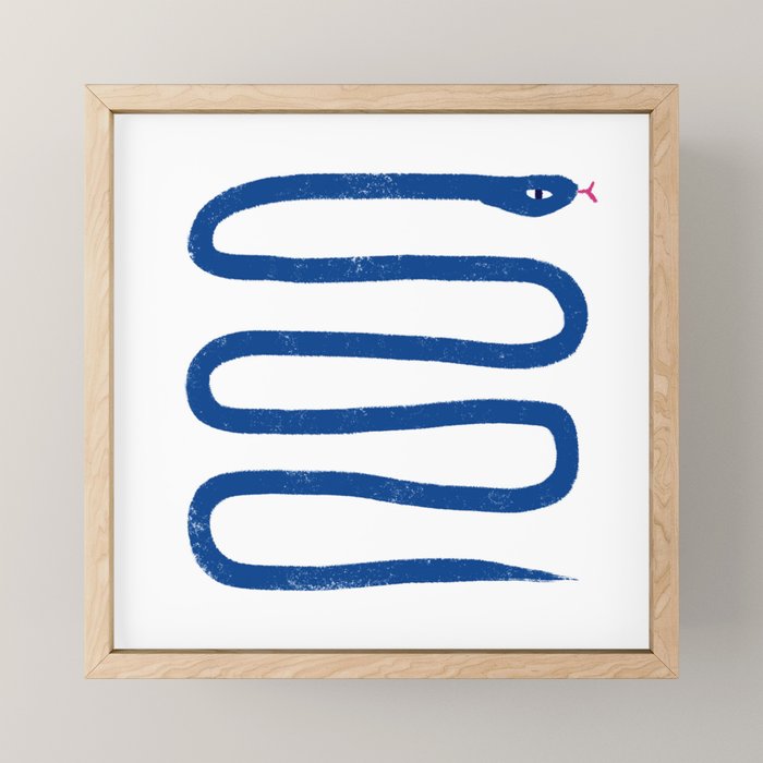 Jungle Snake Cobalt Blue Mini Art Print