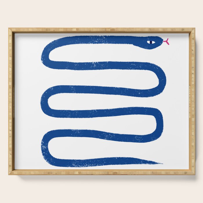 Jungle Snake Cobalt Blue Serving Tray Gallery Image 1