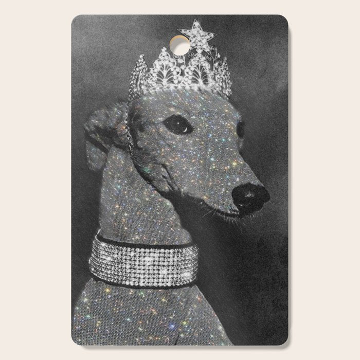 GLITTER QUEEN | art | creative | dog | crown | glamour | style | grey | black and white | diamonds  Cutting Board Gallery Image 1