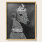 GLITTER QUEEN | art | creative | dog | crown | glamour | style | grey | black and white | diamonds  Serving Tray Gallery Image 1