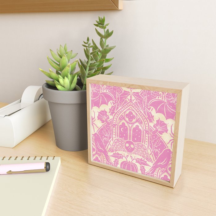 Gothic Halloween Damask - primrose and cream  Mini Art Print Gallery Image 2