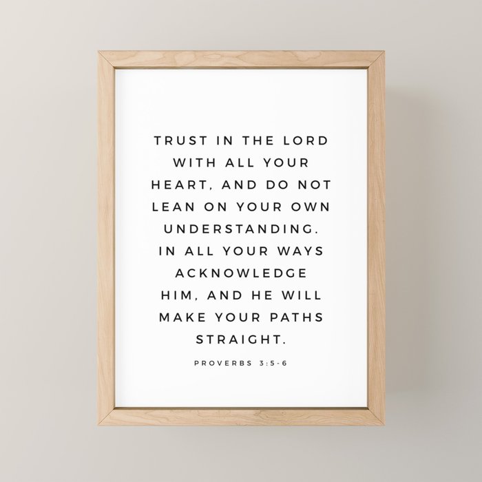 Proverbs 3:5-6 Bible Verse Trust In The Lord With All Your Heart Scripture Christian Wall Decor Mini Art Print Gallery Image 1