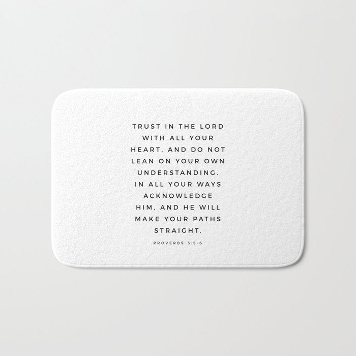 Proverbs 3:5-6 Bible Verse Trust In The Lord With All Your Heart Scripture Christian Wall Decor Bath Mat