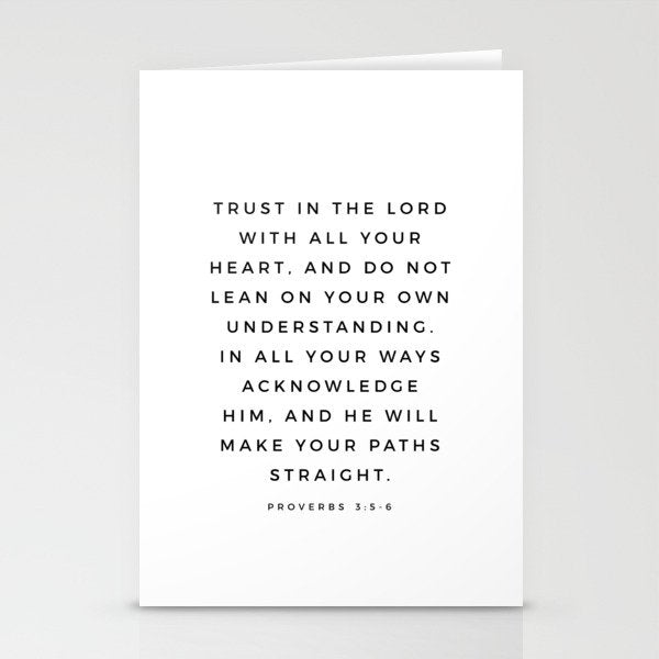 Proverbs 3:5-6 Bible Verse Trust In The Lord With All Your Heart Scripture Christian Wall Decor Stationery Card Gallery Image 2