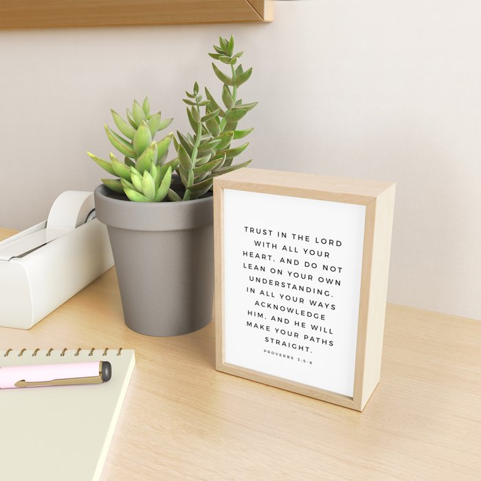 Proverbs 3:5-6 Bible Verse Trust In The Lord With All Your Heart Scripture Christian Wall Decor Mini Art Print Gallery Image 2