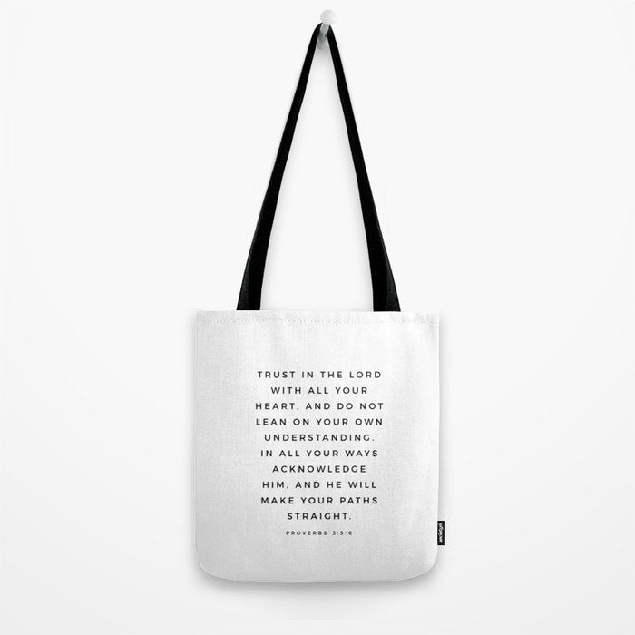 Proverbs 3:5-6 Bible Verse Trust In The Lord With All Your Heart Scripture Christian Wall Decor Tote Bag Gallery Image 2