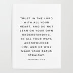 Proverbs 3:5-6 Bible Verse Trust In The Lord With All Your Heart Scripture Christian Wall Decor Poster Gallery Image 4