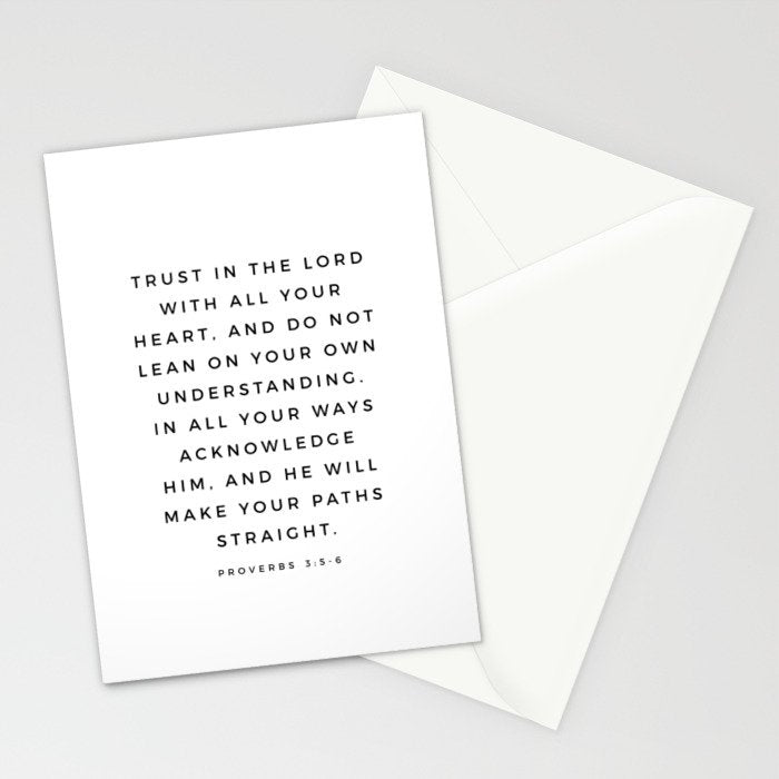 Proverbs 3:5-6 Bible Verse Trust In The Lord With All Your Heart Scripture Christian Wall Decor Stationery Card Gallery Image 2
