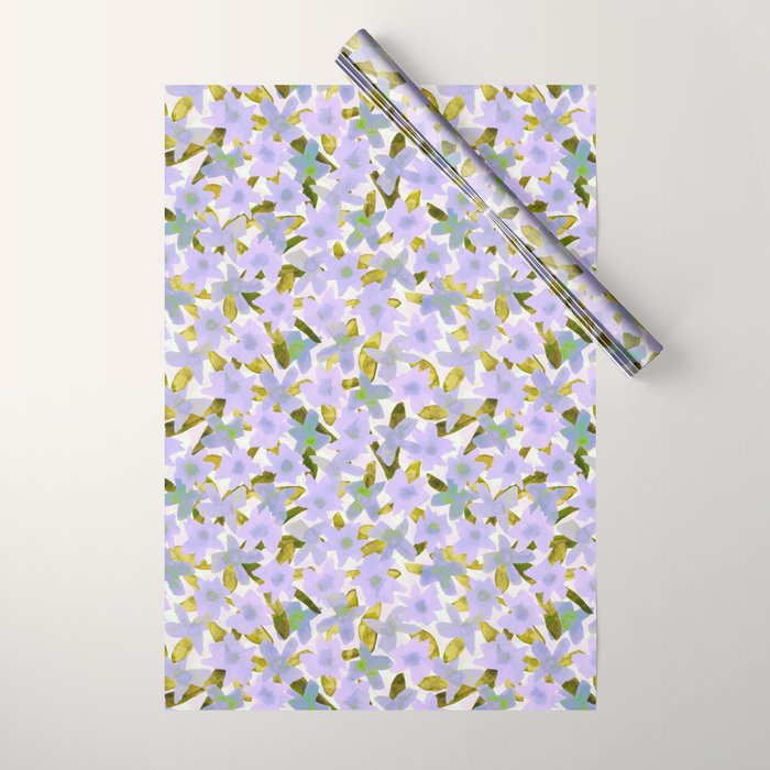 Lilac Watercolor Garden Wrapping Paper Gallery Image 1
