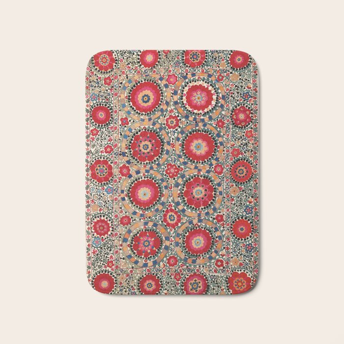 Karabag Suzani Uzbekistan Embroidery Print Bath Mat Gallery Image 1