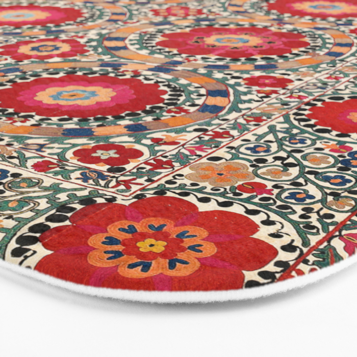 Karabag Suzani Uzbekistan Embroidery Print Bath Mat Gallery Image 3