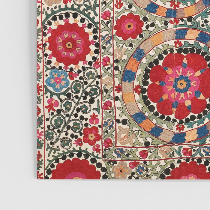 Karabag Suzani Uzbekistan Embroidery Print Poster Gallery Image 3