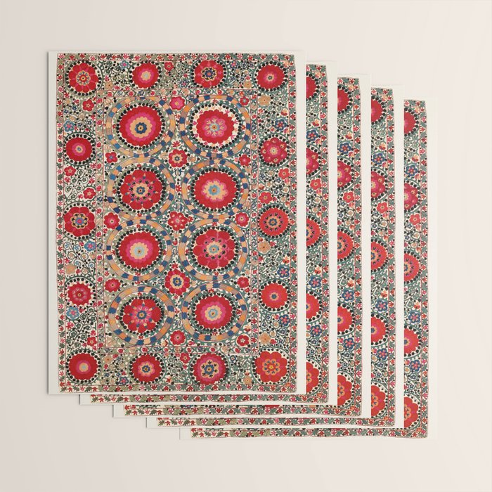 Karabag Suzani Uzbekistan Embroidery Print Wrapping Paper Gallery Image 3
