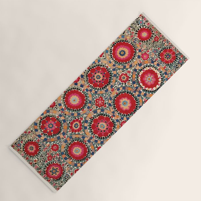 Karabag Suzani Uzbekistan Embroidery Print Yoga Mat Gallery Image 1