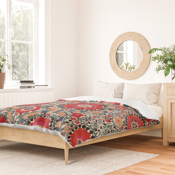 Karabag Suzani Uzbekistan Embroidery Print Duvet Cover Gallery Image 2