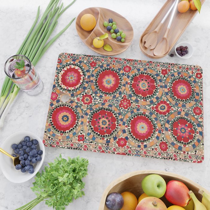 Karabag Suzani Uzbekistan Embroidery Print Cutting Board Gallery Image 2