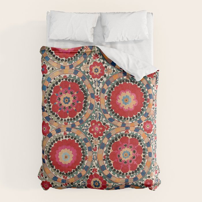 Karabag Suzani Uzbekistan Embroidery Print Duvet Cover Gallery Image 1